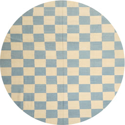 Round Contemporary Dark Gray Checkered Rug, con1214