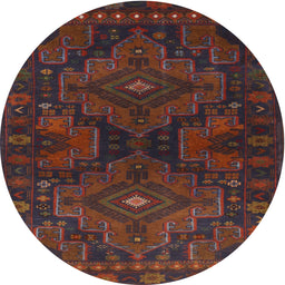 Round Contemporary Reddish Brown Modern Rug, con1216