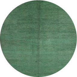 Round Machine Washable Contemporary Medium Forest Green Rug, wshcon1231