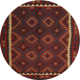 Round Machine Washable Contemporary Dark Brown Rug, wshcon1234