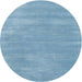 Round Machine Washable Contemporary Denim Blue Rug, wshcon123