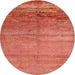 Round Machine Washable Contemporary Fire Red Rug, wshcon1241