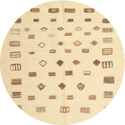 Round Contemporary Sun Yellow Modern Rug, con1247