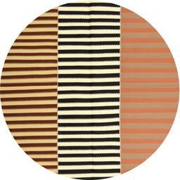 Round Contemporary Saddle Brown Modern Rug, con1258