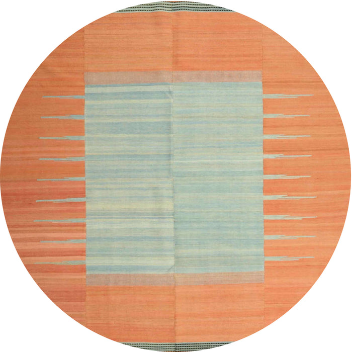 Round Contemporary Neon Orange Modern Rug, con1263