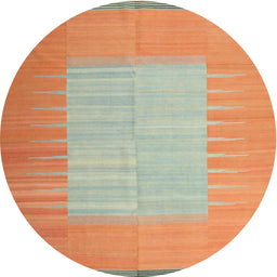 Round Machine Washable Contemporary Neon Orange Rug, wshcon1263