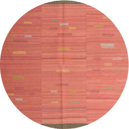 Round Contemporary Orange Southwestern Rug, con1267