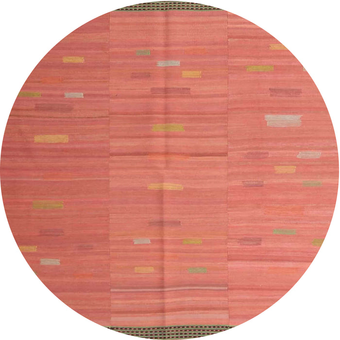 Round Contemporary Orange Southwestern Rug, con1267