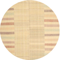 Round Machine Washable Contemporary Brown Gold Rug, wshcon1270