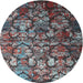 Round Machine Washable Contemporary Dark Brown Rug, wshcon1273