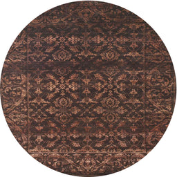 Round Contemporary Chestnut Brown Modern Rug, con1277