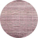 Round Machine Washable Contemporary Rose Pink or Pink Rose Pink Rug, wshcon1279