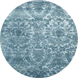 Round Machine Washable Contemporary Steel Blue Rug, wshcon1281
