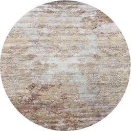 Round Machine Washable Contemporary Pale Silver Gray Rug, wshcon1282