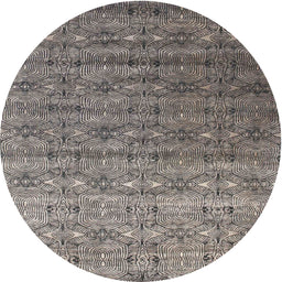 Round Machine Washable Contemporary Gray Rug, wshcon1283