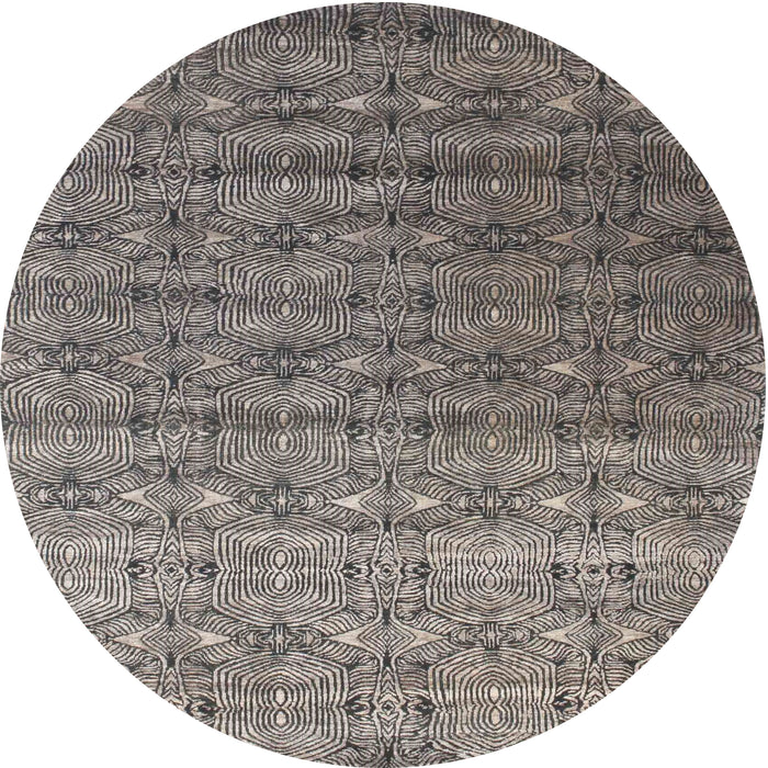 Round Machine Washable Contemporary Gray Rug, wshcon1283