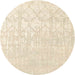 Round Contemporary Deep Peach Orange Solid Rug, con1292