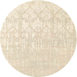 Round Machine Washable Contemporary Deep Peach Orange Rug, wshcon1292