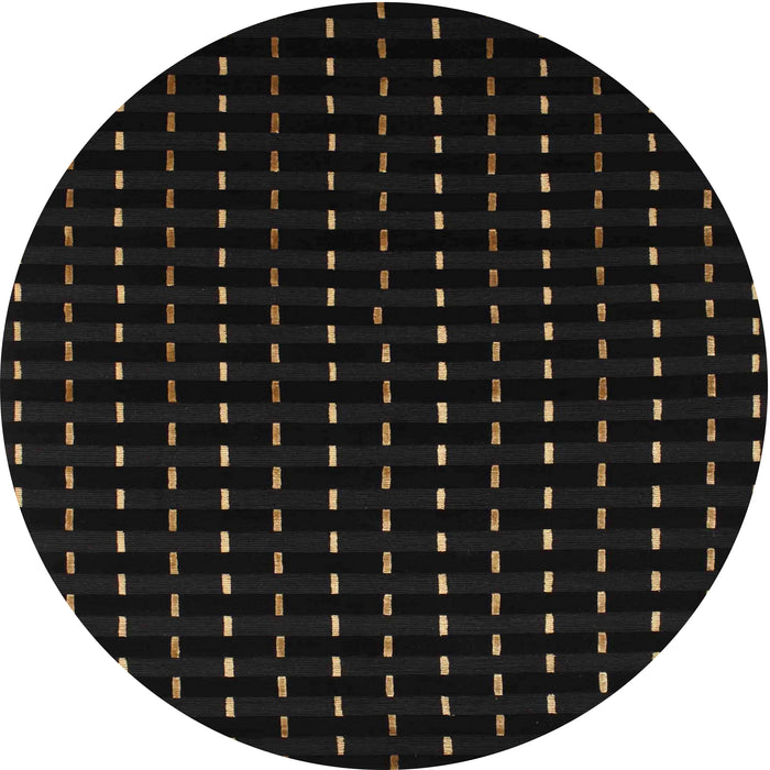 Round Machine Washable Contemporary Black Rug, wshcon1295