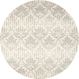 Round Contemporary Blanched Almond Beige Modern Rug, con1296