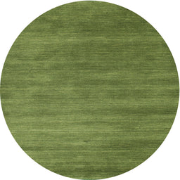 Round Machine Washable Contemporary Green Rug, wshcon129