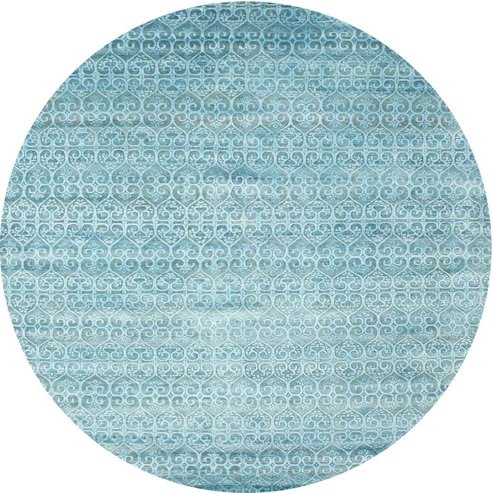 Round Contemporary Blue Green Modern Rug, con1300