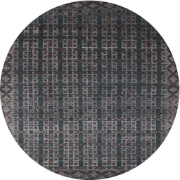 Round Machine Washable Contemporary Smokey Gray Rug, wshcon1301