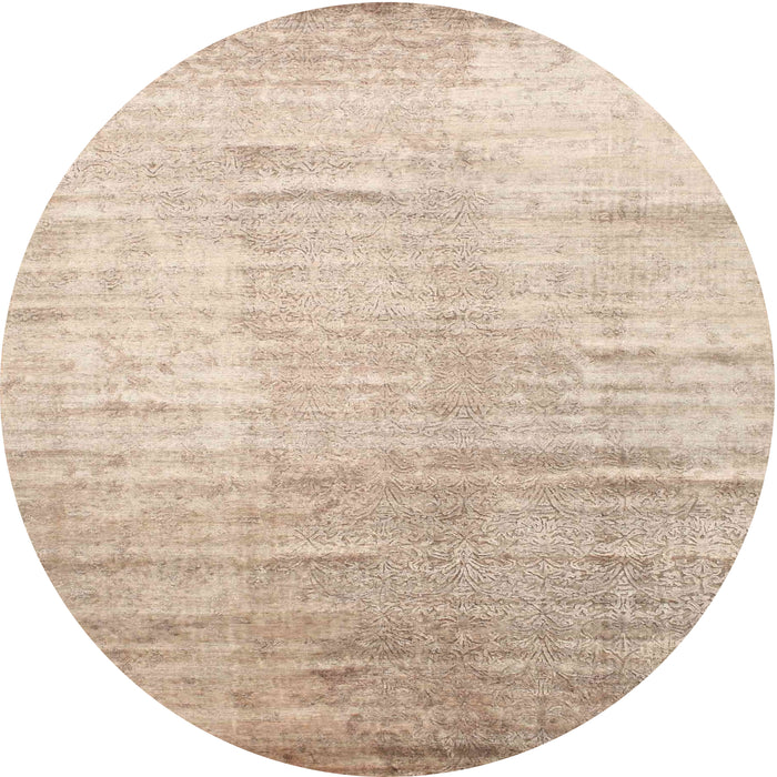 Round Machine Washable Contemporary Deep Peach Orange Rug, wshcon1302