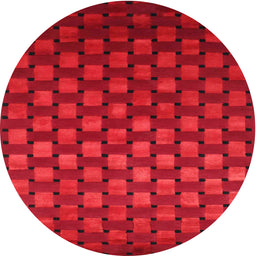 Round Machine Washable Contemporary Saffron Red Rug, wshcon1303