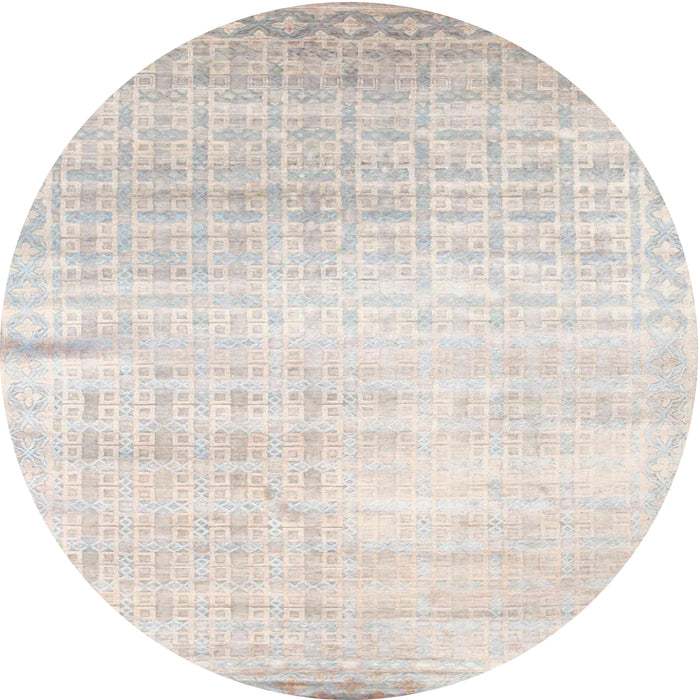 Round Machine Washable Contemporary Pale Silver Gray Rug, wshcon1305
