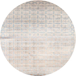 Round Contemporary Pale Silver Gray Modern Rug, con1305