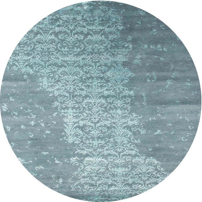 Round Machine Washable Contemporary Blue Rug, wshcon1306