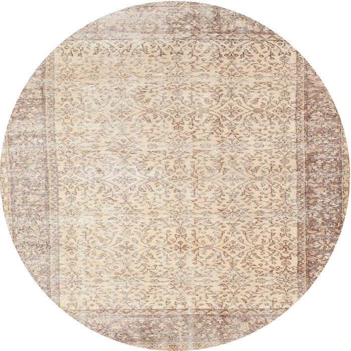 Round Contemporary Navajo White Gold Modern Rug, con1311