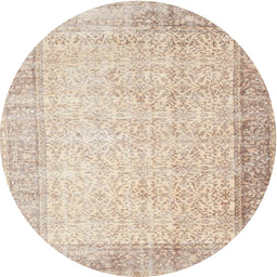 Round Machine Washable Contemporary Navajo White Rug, wshcon1311