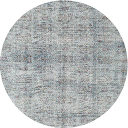 Round Machine Washable Contemporary Grey Gray Rug, wshcon1315