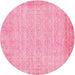 Round Machine Washable Contemporary Dark Hot Pink Rug, wshcon1318