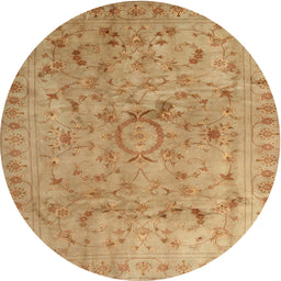 Round Machine Washable Contemporary Orange Rug, wshcon1322