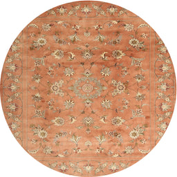 Round Machine Washable Contemporary Orange Rug, wshcon1325