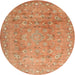 Round Contemporary Orange Modern Rug, con1325