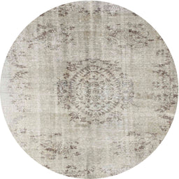 Round Contemporary Tan Brown Gold Modern Rug, con1329