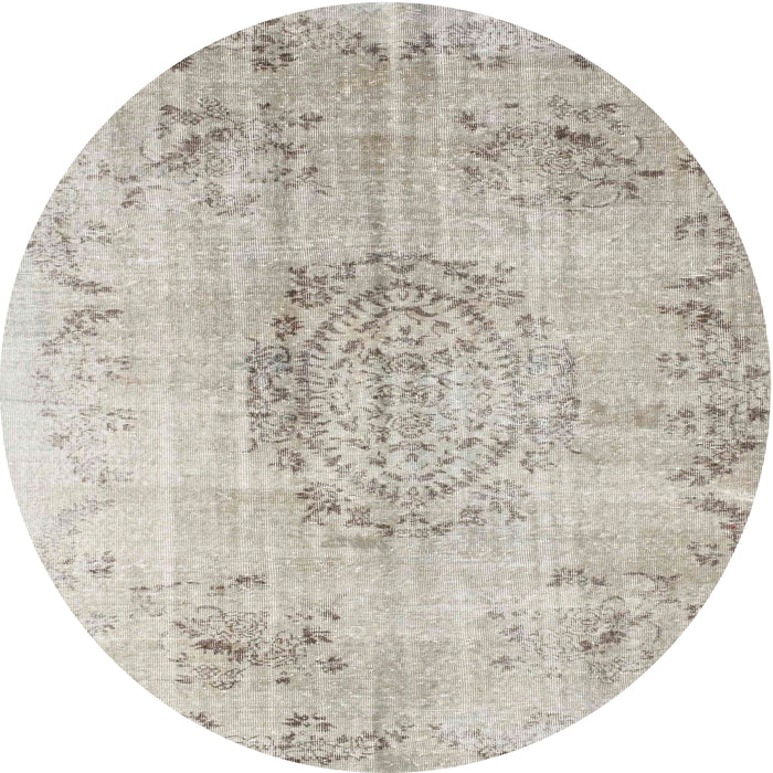 Round Machine Washable Contemporary Tan Brown Gold Rug, wshcon1329