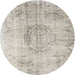 Round Machine Washable Contemporary Tan Brown Gold Rug, wshcon1329