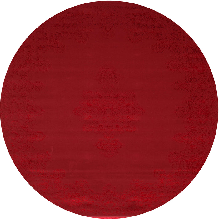 Round Machine Washable Contemporary Red Rug, wshcon132
