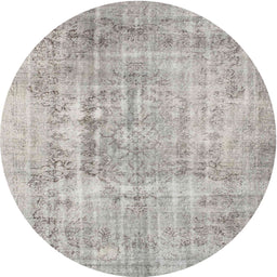 Round Contemporary Pale Silver Gray Modern Rug, con1330