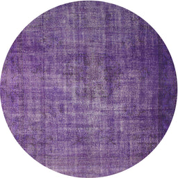 Round Machine Washable Contemporary Bright Grape Purple Rug, wshcon1334