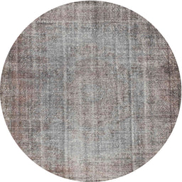 Round Machine Washable Contemporary Silver Pink Rug, wshcon1338