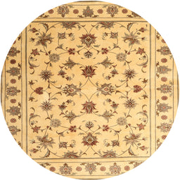Round Contemporary Chrome Gold Yellow Persian Rug, con1344
