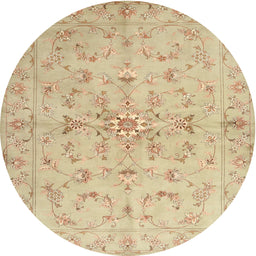 Round Machine Washable Contemporary Brown Gold Rug, wshcon1347