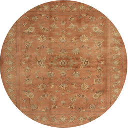 Round Machine Washable Contemporary Orange Rug, wshcon1359