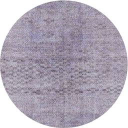 Round Contemporary French Lilac Purple Modern Rug, con1363